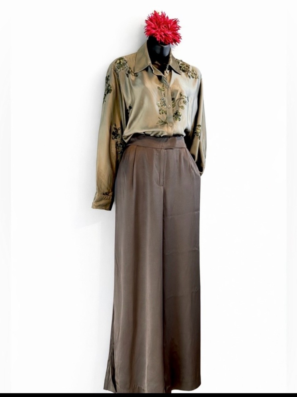 Ever New Lustrous satin Wide-Leg Pants size 10P - Picture 3 of 10